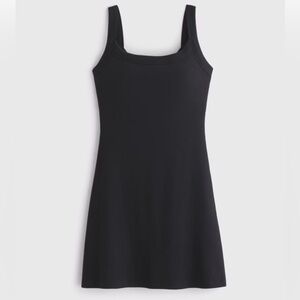 Abercrombie & Fitch Bra-Free Essential 90’s Rib Mini Dress Medium Tall Black
